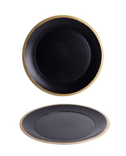 WOODEN PLATE BLACK/GOLD      40