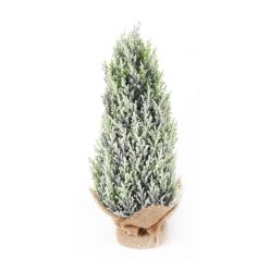 THUJA BALL+JUTE BAG FROSTED 43CM