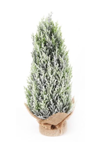THUJA BALL+JUTE BAG FROSTED 43CM