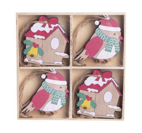 WOODEN LD*8BIRD/HOUSE RED/NAT. 6