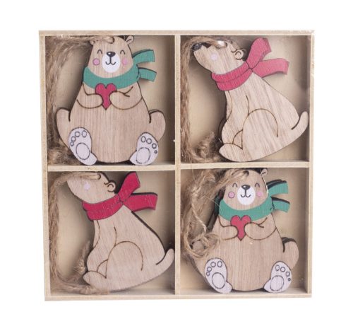 WOODEN LD*8BEAR WITH SCARF        6