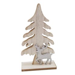 WOODEN WOODEN+SILVER REINDEER NATURAL14*24
