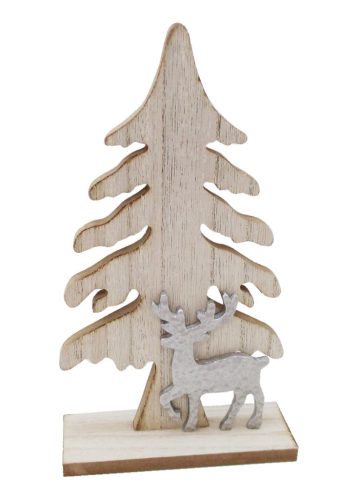 WOODEN WOODEN+SILVER REINDEER NATURAL14*24