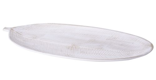 WOODEN PLATE LEAF WHITE  60*21*4