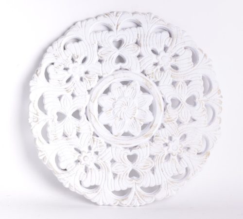 WOODEN WALL ART CIRCLE GRN/GRID 39