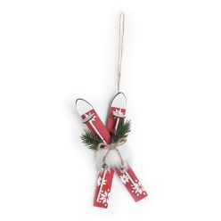 WOOD LAND.SKIS RED.SNOWFLAKE 20*7