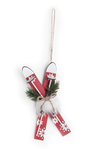 WOOD LAND.SKIS RED.SNOWFLAKE 20*7