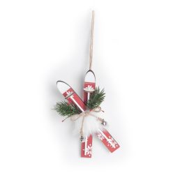 WOOD LAND.SKIS RED.SNOWFLAKE 15*6