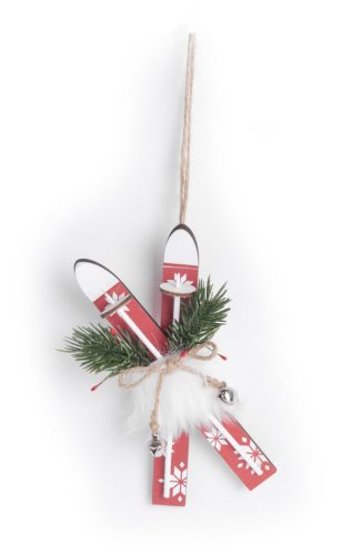 WOOD LAND.SKIS RED.SNOWFLAKE 15*6