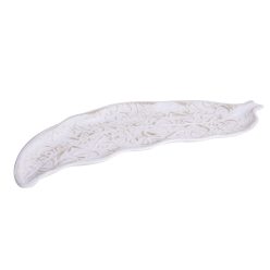 WOODEN DECORATIVE LEAF WHITE 37 * 14 * 2