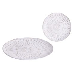 WOODEN PLATE ROUND SPIKY WHITE 30*3