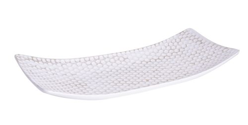 WOODEN TRAY 4DOTS WHITE/BL38*16