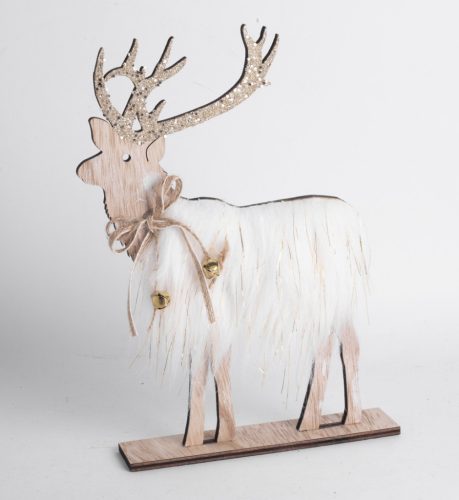 WOODEN STANDING REINDEER CREAM21*4*30