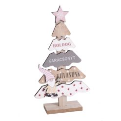 WOODEN DECORATIVE CHRISTMAS TREE PINE / RED 33