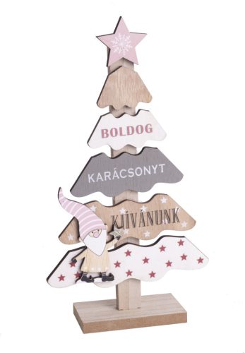 WOODEN DECORATIVE CHRISTMAS TREE PINE / RED 33