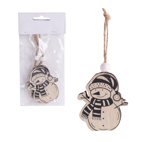 WOODEN LD*2SNOWMAN NAT/RED17*6