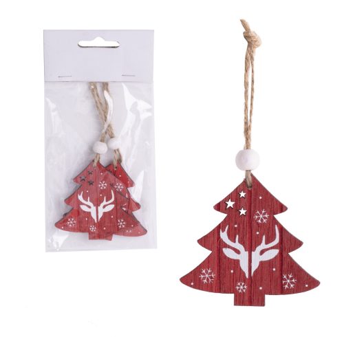 WOODEN LD*2RED WINE+REINDEER   17*6