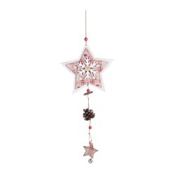 WOODEN LD.STAR+PINE CONE RED.KOC44