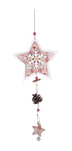 WOODEN LD.STAR+PINE CONE RED.KOC44