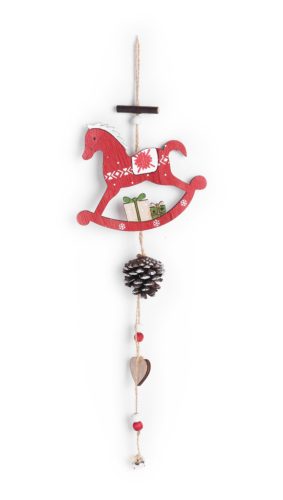 WOOD LAND.ROCKING HORSE+BELL RED43*13