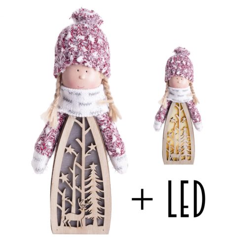 WOODEN BODY+LED GIRL BROWN/WHITE 28
