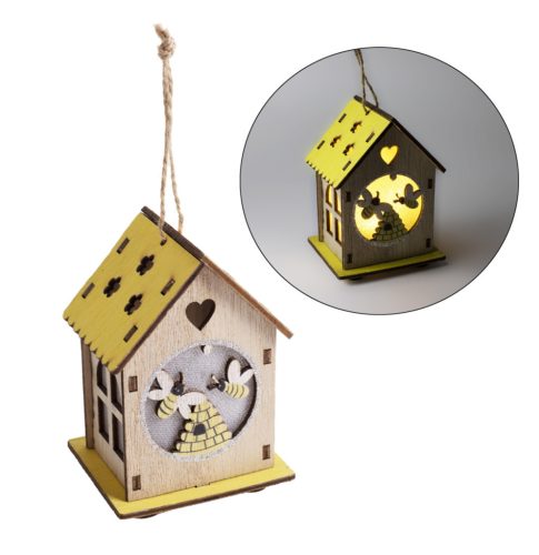 WOODEN COTTAGE+LED BEES 10*8