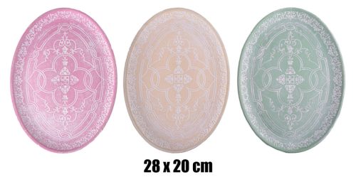 WOODEN PLATE OVAL PATTERNED 3S 28*20