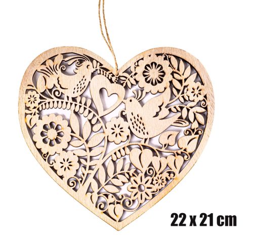 WOOD LAND.HEART+BIRD NATURAL22*21