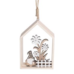 WOOD LAND.HOUSE NOSE+FLOWER.WHITE8*12