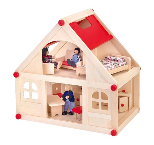 WOODEN DOLLHOUSE SET 13PCS