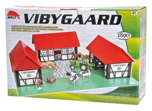 WOODEN FARM SET 3HOUSES+ANIMALS