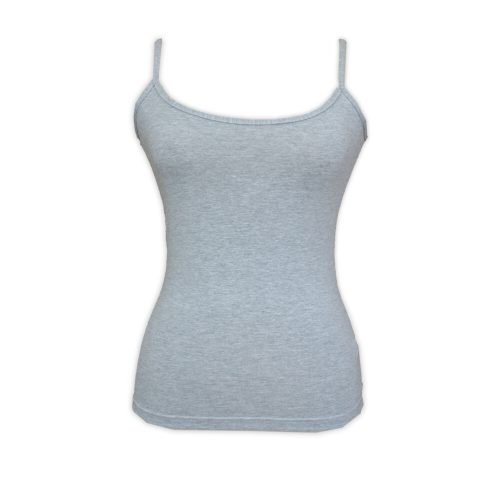 Women's cotton two-piece lingerie set - classic briefs-spaghetti strap top - gray - L