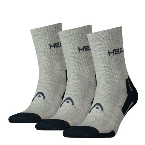 Head unisex sports socks - breathable half-plush sole 3 pairs - gray - 35-38