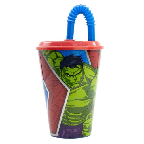 Avengers plastic straw cup - 430 ml