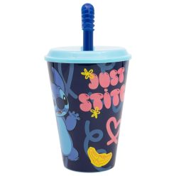 Stitch plastic straw cup - 430 ml
