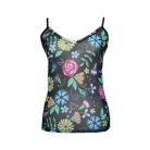 Women's lingerie set with flower pattern - black - M