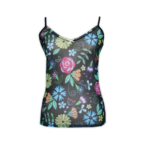 Women's lingerie set with flower pattern - black - S