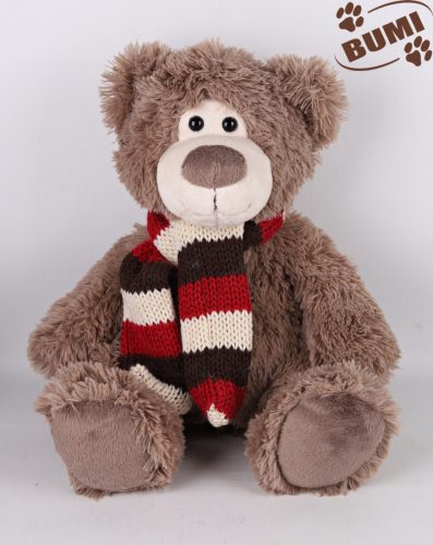 BEAR SITTING GREY+SCARF 28