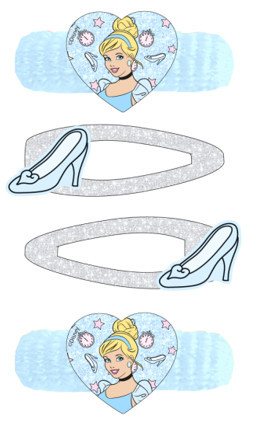 Disney Princesses glitter hair clip set and 2 hair ties in one