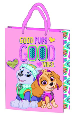 Gift bag 23x18x8.5cm, laminated plastic surface - Paw Patrol Pink