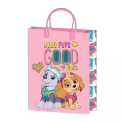   Gift bag 32x27x10cm, laminated plastic surface - Paw Patrol Blue