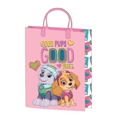 Gift bag 32x27x10cm, laminated plastic surface - Paw Patrol Blue