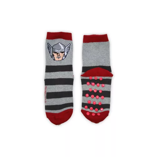 Non-slip kids ankle socks - Avengers - plush - grey-red - 27-30