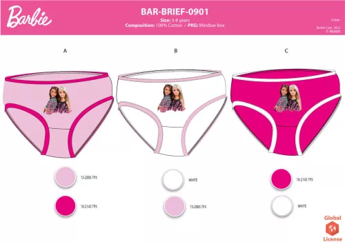 Barbie little girl panties - 3-piece cotton panties - 110-116