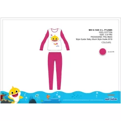 Baby Shark kids jersey pajamas - cotton pajamas - pink