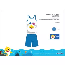   Baby Shark summer sleeveless kids pajamas - cotton pajamas - light blue
