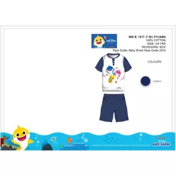   Baby Shark summer short sleeve kids pajamas - cotton pajamas - dark blue