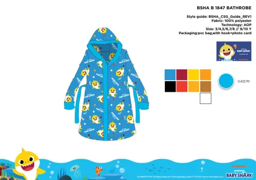 Baby Shark microfiber hooded robe for kids