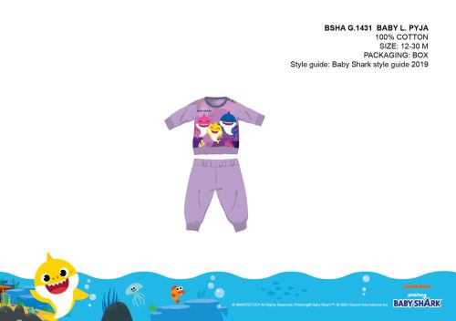 Baby Shark baby pajamas - jersey cotton pajamas - purple - 80
