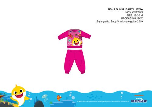 Baby Shark baby pajamas - jersey cotton pajamas - pink - 80